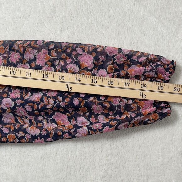 MNG By Mango V-Neck Maxi Dress Sz 4 XS Chiffon Floral Print 3/4 Sleeve - Picture 11 of 12